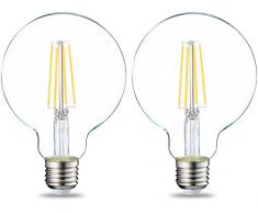 AmazonBasics Bombilla LED Globo E27 con Filamento, 7W (equivalente a 60W), Blanco Cálido, 2 unidades