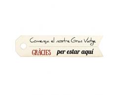 Mopec Tarjeta con Forma de Flecha Nuestro Gran Viaje con Texto en catalÃ¡n, Pack de 51 Unidades, Cartulina, Blanco, 0.02x6.50x11.10 cm