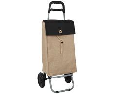 Laroom Carro Compra con Bolsillo diseño Nature37 litros, Jute, Marrón, 35x28x92 cm