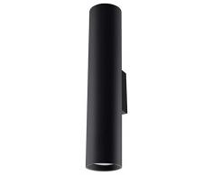 SOLLUX lighting Lagos 2 Aplique | Diseño Moderno Con Pantalla CilÃndrica, Estilo Industrial | Bombilla GU10 Reemplazable, 2 x 40 W | Acero Con Recubrimiento En Polvo, Negro, 6 x 8 x 30 cm