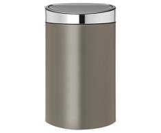 Brabantia Touch Bin Cubo de Basura, 40 litros, Platinum y Tapa Acero Mate