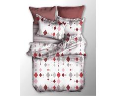decoking 03770 Ropa de cama 135 x 200 cm Cama Infantil con 1 funda de almohada de 80 x 80 Juego de cama fundas de cama de cama de microfibras gaardi cremallera Basic Collection Romb Blanco Gris Rosa Rojo Burdeos