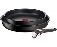 Tefal Ingenio Unlimited On - Juego de 2 Sartenes + Mango extraÃble: Sartenes de 22 y 26 cm, mango intercambiable, sartenes antiadherentes, revestimiento titanio, Thermo-signal, Color Negro