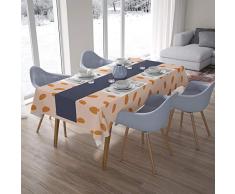Bonamaison DecoraciÃ³n de Cocina, PoliÃ©ster, Antimoho, Secado rÃ¡pido, Impermeable, Mantel, Naranja, Blanco Roto, 140 x 200 Cm - DiseÃ±ado y Fabricado en TurquÃ­a