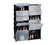 Relaxdays Zapatero Modular con 12 Compartimentos, Plástico, Negro, 125 x 94 x 37 cm