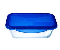 Pyrex Cook & Go Recipiente Rectangular 25X19CM 170CL con Tapa Cook&GO, Azul, 4.19 cm