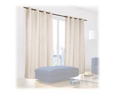 Relaxdays Cortinas Opacas con Ojales, Pack de 2, Modernas, Dormitorio Salón o Despacho, Poliéster, 245 x 135 cm, Arena