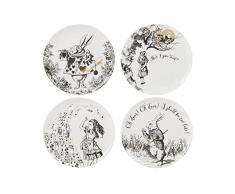 V AND A Victoria & Albert Alicia en el PaÃ­s de Las Maravillas Platos de AcompaÃ±amiento para la Cena, el TÃ© de la Tarde o el Desayuno, China Fina, 20,5 cm (8), Juego de 4