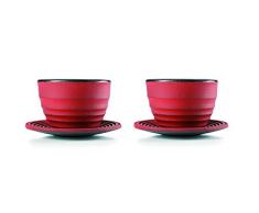 Ibili 624450 Set 2 + 2 Vasos con Plato Hanoi, Acero, Rojo, 5 x 8 x 10 cm