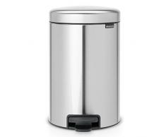 Brabantia Newicon-Cubo de Basura con Pedal, 12 l, Color Acero Mate Fpp Anti-Huellas, Inoxidable