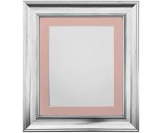 Frames by Post Marco de Fotos Vintage Scandi, Silver with Pink Mount, 12 x 10 Image Size 10 x 8 Inch