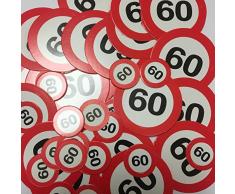 Folat B.V. XXL de Confeti * NÃºmero 60Â * como SeÃ±al de trÃ¡fico con 48Â Grandes Tei de Confeti