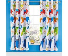Catherine Lansfield Dino-Saw Cortinas con Ojales (66 x 72 Pulgadas), Color Blanco