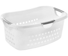 Iris Ohyama, Cesto de la ropa sucia grande, 40 L , con 3 cómodas asas, lavadero, dormitorio - Hip Hold Hamper EUHL - Blanco