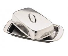 KitchenCraft Mantequera con Tapa, Acero Inoxidable, Plata 19,5 x 10 x 8cm