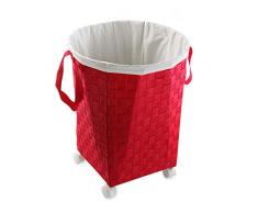 Versa 19485337 Cesta Ropa C/Ruedas Rojo, 50x39x39cm, Nylon