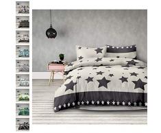 AmeliaHome Averi - Juego de Ropa de Cama (4 Piezas, algodón, 2 x 155 x 220 cm y 2 x 80 x 80 cm), Color Crema y Gris