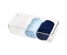 iDesign Linus Organizador de cajones para Armario y tocador, Caja organizadora de 30,5 cm x 15,2 cm x 7,6 cm en plástico, Transparente