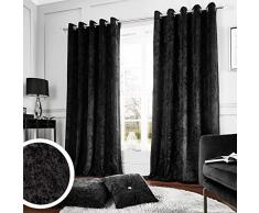 Catherine Lansfield Cortinas con Ojales, poliéster, Negro, Eyelet Curtains - 66x54 In