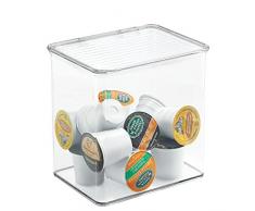 InterDesign Cabinet/Kitchen Binz Cajas de almacenaje, organizadores de cocina grandes de plástico, cajas apilables con tapa para comida, transparente