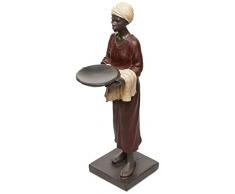 Better & Best Figura Decorativa de señora con Plato Traje, Vino, Delantal y Turbante, Blanco, Medidas 12x8x29,5 cm, Material: Resina, Talla única