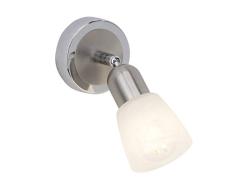 BRILLIANT lamp Bethany Foco LED de pared hierro / cromo / alabastro blanco |Â 1x LED-D45, E14, lÃ¡mpara de caÃ­da LED de 4W incluida, (450lm, 2700K) |Â Escala A ++ a E |Â Ahorro de energÃ­a y durabilidad gracias al uso de LED