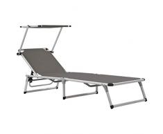 vidaXL Tumbona Plegable Aluminio Textilene Gris Mueble Cama Sofá Silla Asiento