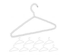 Relaxdays Pack 10 Perchas Ropa con Perlas Blusas, Colgador Pantalones y Faldas, PlÃ¡stico y Metal, 22x40x1,2 cm, Blanco