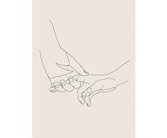 Wee Blue Coo Line Drawing Hands Holding Minimalist Art Print Canvas Premium Wall Decor Poster Mural Dibujo pared Pï¿½ster
