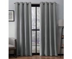 Exclusiva casa Cortinas Heath con Textura Lino Tejido Arandela de oscurecimiento habitación Superior Ventana Cortina Panel par, Gris, 52 x 108 cm, 2 Piezas