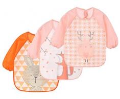 NOVAGO - Babero Delantal Resistente al Agua de Manga Larga, Delantal de Planchar, de Juego y de Pintura para niÃ±os de 6 a 36 Meses (3 Unidades, 1)