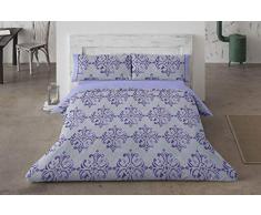 BURRITO BLANCO Juego de Funda Nórdica 452 con un Diseño de Formas Ornamentales para Cama de Matrimonio de 135x190 hasta 135x200 cm/Funda Nórdica Moderna 135, Color Azul