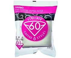 Hario VCF01100W - Filtros de papel blancos para dripper de 2 tazas, 100 unidades