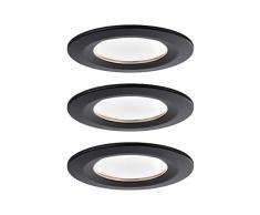 Paulmann 94474 Luminaria LED Nova, Coin, Set de 3, Redonda/Fija 3x6,5 W Blanco cÃ¡lido, 3StepDim, Foco empotrable, Negro Mate, ALU, 2700 K, 19.5