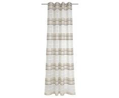 Deko Trends Cortina con ojetes, Tela, wollweiÃ-Creme-Braun-Dunkelbraun, 245.0x144.0x245.0 cm
