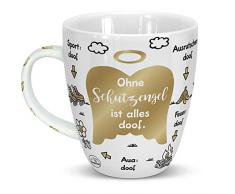 Sheepworld 46507 Tasse Ohne Schutzengel ist Alles Doof, Engel, Porzellan, 45 cl, Goldfarben, Geschenk Kommunion taza, Porcelana