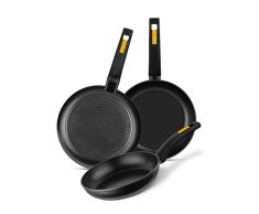 Monix COOK - Set 3 sartenes aluminio forjado 18-22-26cm, antiadherente bicapa sin PFOA, apta para todo tipo de cocinas e inducciÃ³n, negro