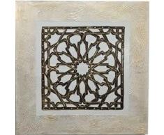 DRW - Cuadro Estilo Lienzo con un Cuadrado en Tonos Dorados y bronces 100X100 CM