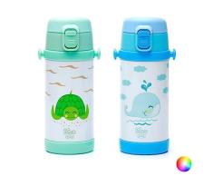 Irisana - Botella de Agua de Acero Inoxidable - 320 ml - Verde - 7,2 x 7,2 x 19 cm - Garrafa Infantil - Ideal para Bebida Caliente y FrÃ­a - ColecciÃ³n Bbo