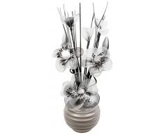Broche de la flor Artificial en color gris aluminio florero, negro/blanco, 75 cm