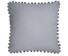 Ragged Rose - Bobby - Cojín Pom Pom de Algodón, Color Plata - 45 x 45 cm