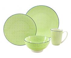 Creatable Mediterran 19643 - Vajilla para 1 Persona de 4 Piezas, Color Verde