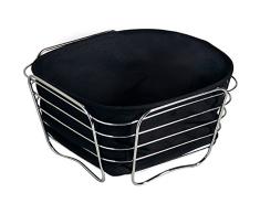 Kesper Cesta para Pan y Fruta, Cromado, Negro, 21 x 21 x 11 cm