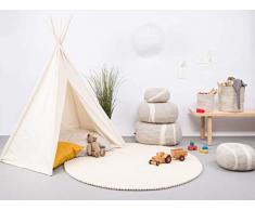 myfelt Fieltro Bola Alfombra Linéa, Fieltro, weiß, 90 x 90 x 2 cm