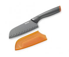 Tefal K1220115 - Cuchillo santoku Naranja + protección, Acero, Gris, 25,6 x 1,7 x 5,1 cm