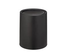 WENKO Papelera Atri, papelera higiénica de 6 litros con tapa de plástico de calidad con cubo interior, con envoltura que hace que la bolsa sea invisible, (An./P x Al.): à 21 x 25,5 cm, negro