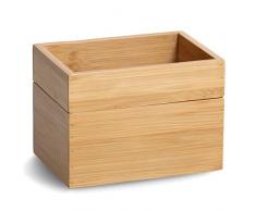 Zeller 13319 - Juego de cajas de almacenaje (2 piezas, bambú, aprox. 17 x 12 x 12 cm, apilables, para el hogar, la oficina y el baño