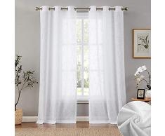 Carvapet Cortinas Visillos Blancas Translucidas de Salon y Dormitorio 2 Piezas, 140 x 225cm