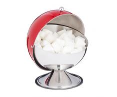 Relaxdays Azucarero con tapa enrollable, acero inoxidable brillante, para caramelos, caramelos, caramelos, bola de azÃºcar, color rojo