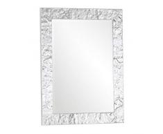 MO.WA Espejo Pared Moderno 65x85 Pan de Plata | Made in Italy | Espejos Marco de Madera Plateado | Espejos Decorativos tocador, recibidor | Espejo de Pared Rectangular,